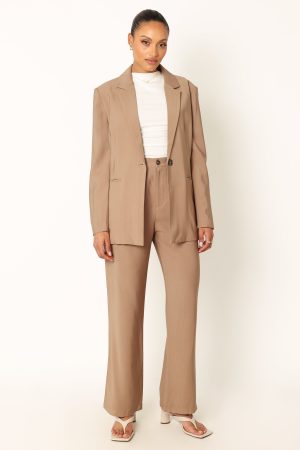 Noelle Oversized Blazer – Light Brown