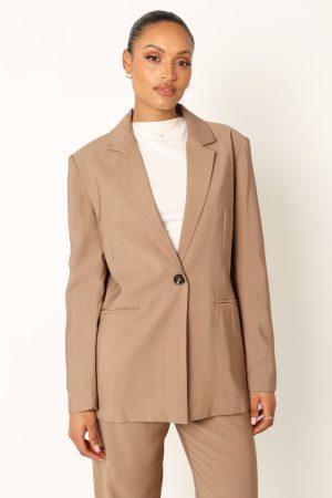 Noelle Oversized Blazer – Light Brown