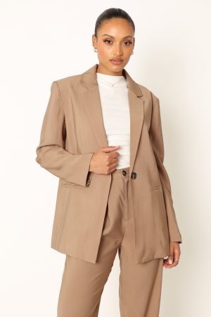 Noelle Oversized Blazer – Light Brown