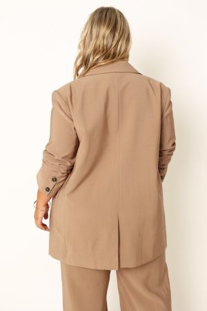 Noelle Oversized Blazer – Light Brown