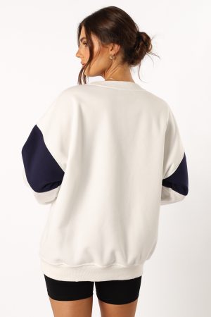 Portland Colorblock Oversized Sweatshirt – White Navy