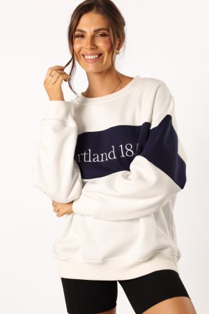 Portland Colorblock Oversized Sweatshirt – White Navy