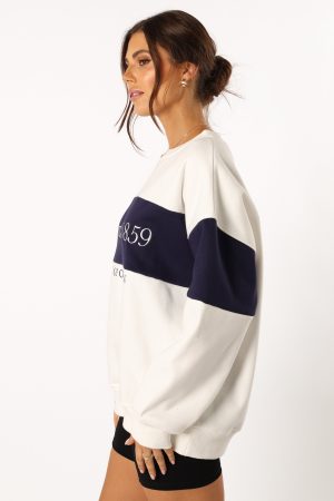 Portland Colorblock Oversized Sweatshirt – White Navy