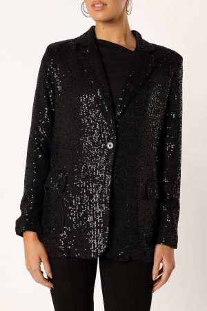 Sawyer Sequin Blazer – Black
