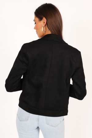 Spencer Faux Suede Moto Jacket – Black