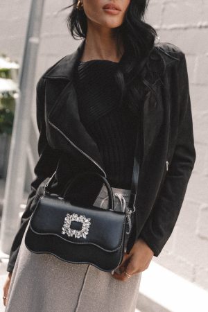 Spencer Faux Suede Moto Jacket – Black