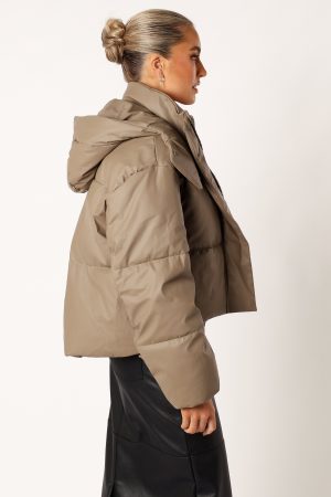 Tania Puffer Jacket – Mocha