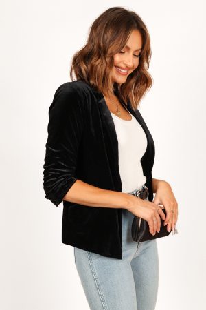 Vera Velvet Blazer – Black