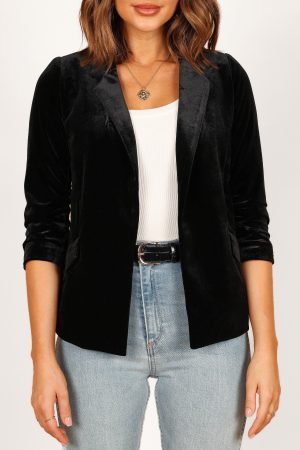 Vera Velvet Blazer – Black