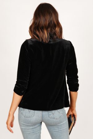 Vera Velvet Blazer – Black