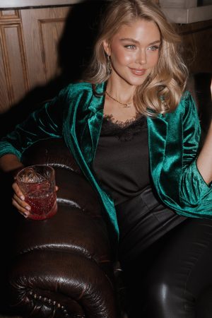 Vera Velvet Blazer – Green