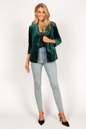Vera Velvet Blazer – Green
