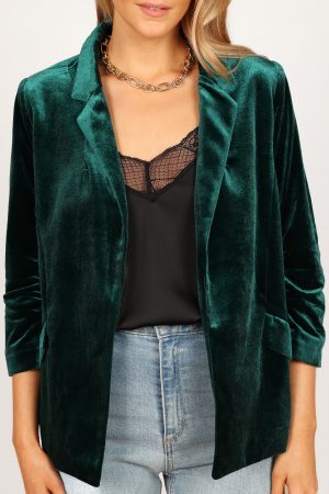 Vera Velvet Blazer – Green