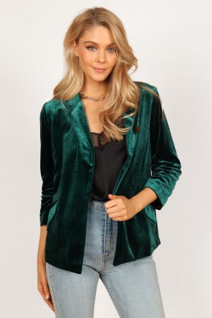 Vera Velvet Blazer – Green