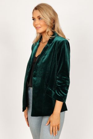 Vera Velvet Blazer – Green