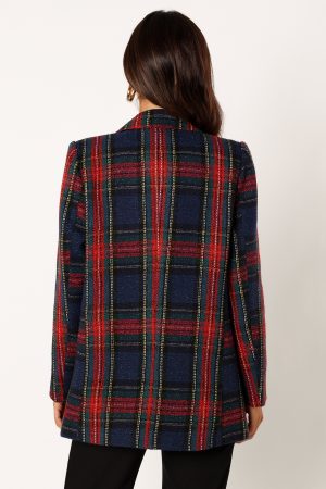 Vivienne Plaid Blazer – Red/Navy Multi