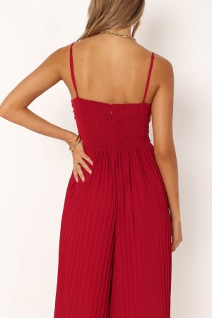 Alice Wide Leg Jumpsuit – Red