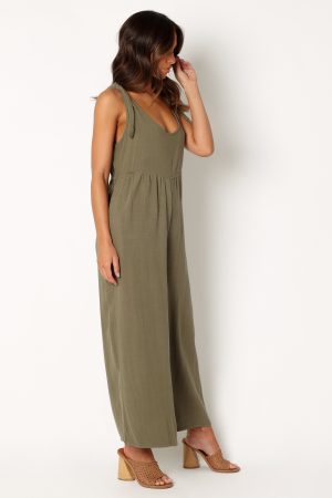 Ayla Linen Jumpsuit – Olive