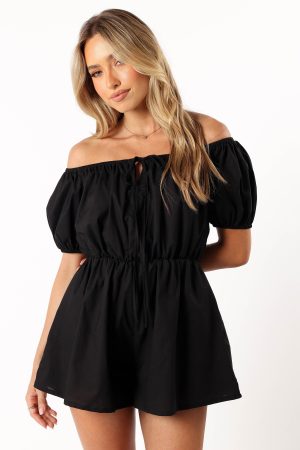 Destiny Off Shoulder Romper – Black