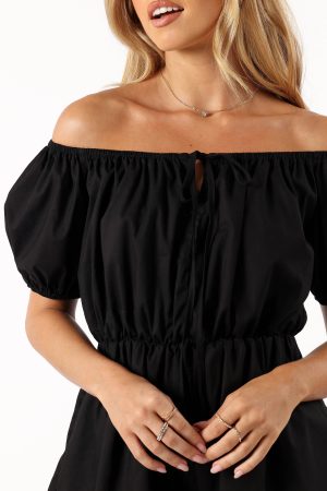 Destiny Off Shoulder Romper – Black