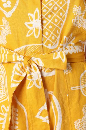 Georgina Tie Waist Romper – Yellow