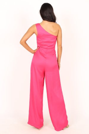 Isabel One Shoulder Jumpsuit – Pink