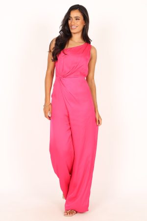 Isabel One Shoulder Jumpsuit – Pink