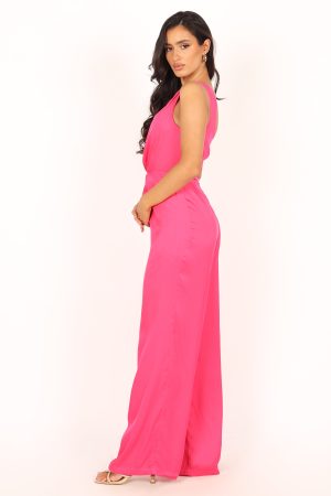 Isabel One Shoulder Jumpsuit – Pink