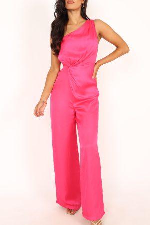 Isabel One Shoulder Jumpsuit – Pink