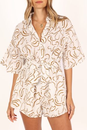 Kellie Romper – White/Beige