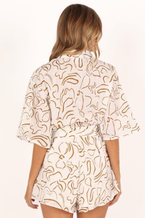 Kellie Romper – White/Beige