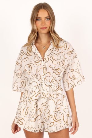 Kellie Romper – White/Beige