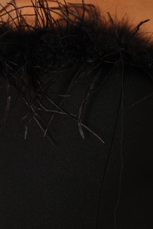 Louise Feather Trim Jumpsuit – Black