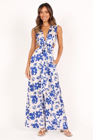 Lulu Wrap Front Jumpsuit – Blue Floral