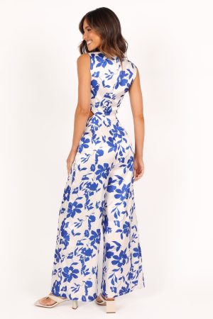 Lulu Wrap Front Jumpsuit – Blue Floral