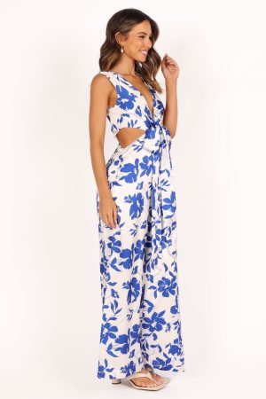 Lulu Wrap Front Jumpsuit – Blue Floral