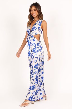 Lulu Wrap Front Jumpsuit – Blue Floral