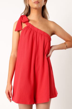 Miffy One Shoulder Romper – Red