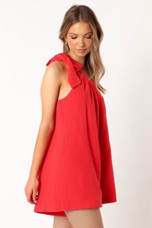 Miffy One Shoulder Romper – Red
