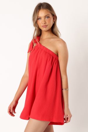 Miffy One Shoulder Romper – Red