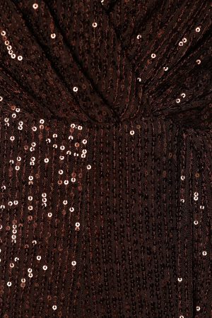 Monique Sequin Jumpsuit – Brown
