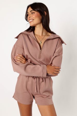 Peri Sweater Romper – Mocha