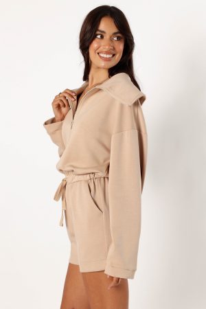 Peri Sweater Romper – Tan