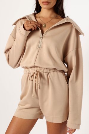 Peri Sweater Romper – Tan
