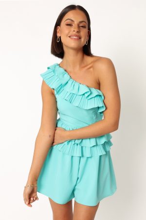 Rosewood One Shoulder Romper – Blue