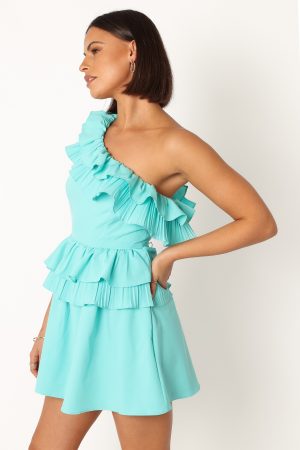 Rosewood One Shoulder Romper – Blue