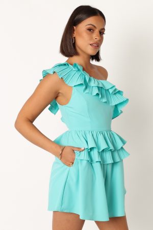Rosewood One Shoulder Romper – Blue