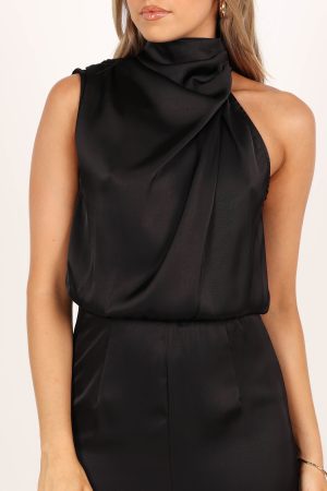 Savannah One Shoulder Jumpsuit – Black