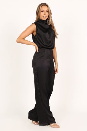 Savannah One Shoulder Jumpsuit – Black