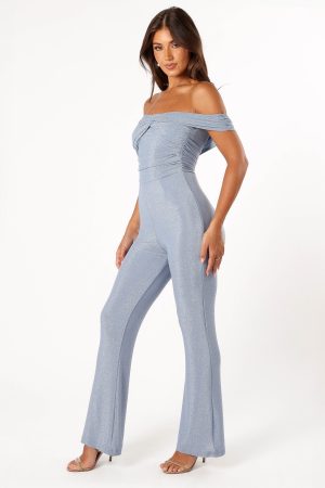 Sharnie Off Shoulder Jumpsuit – Blue